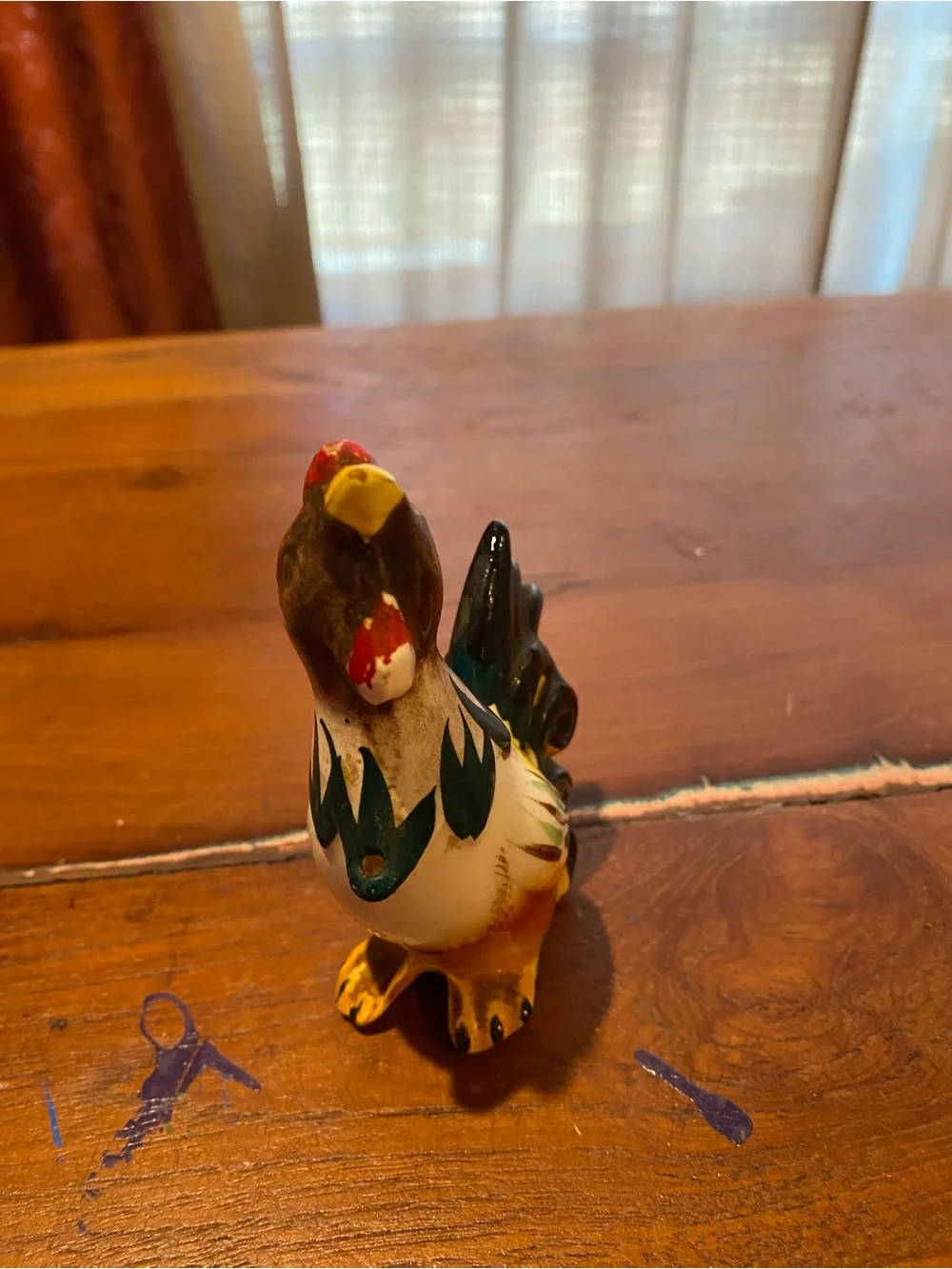 Handpainted Rooster Bird Figurine - Yellow, Black, Red by Per Ann Novelty
